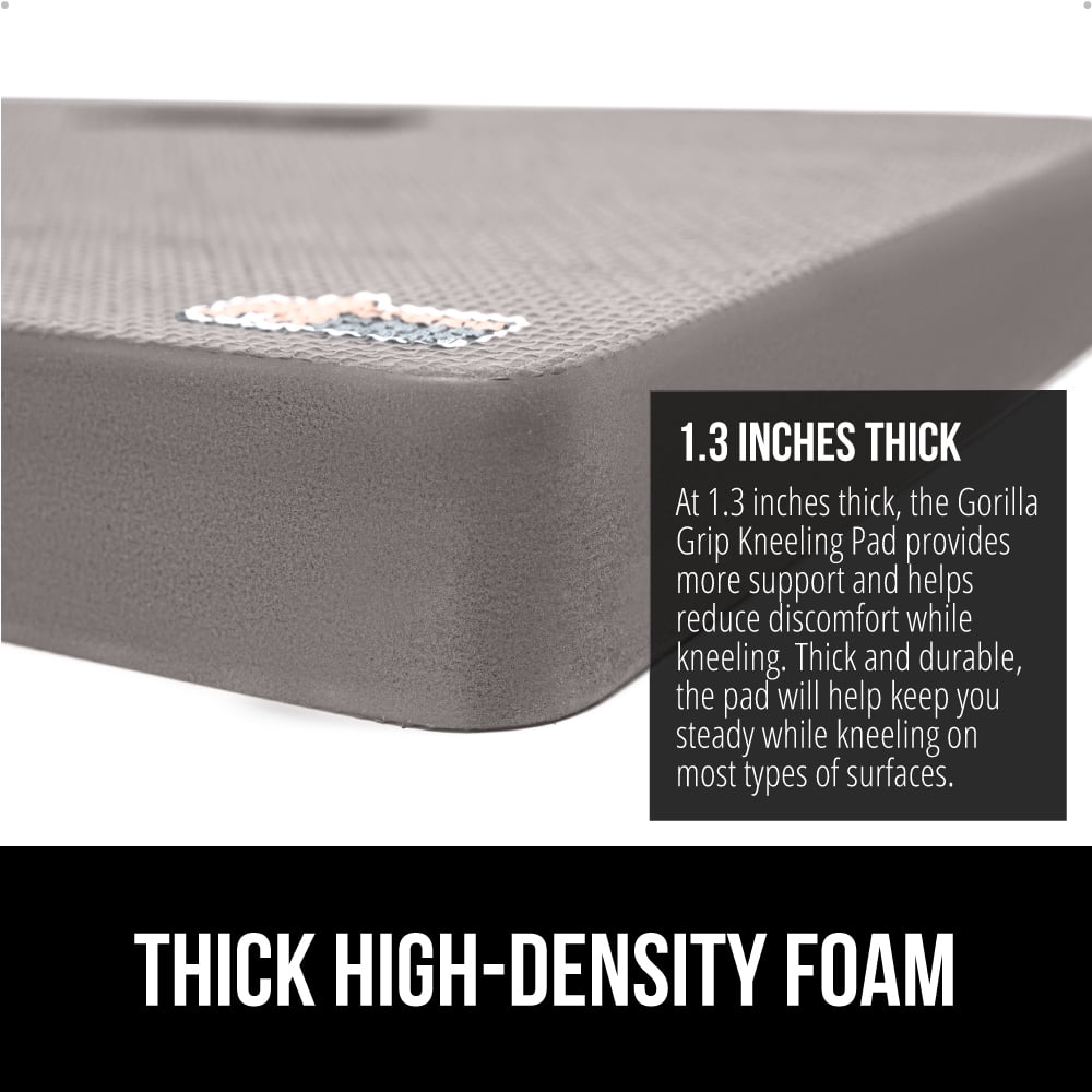 GORILLA GRIP Kneeling Pad, Cushioning Support for Knees, Extra Thick, Water Resistant, 17.5x11 Gray