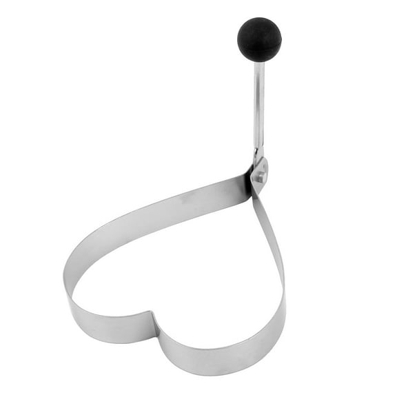 Stainless Steel Folding Handle Heart Shape Frying Egg Mold Ring Silver Tone