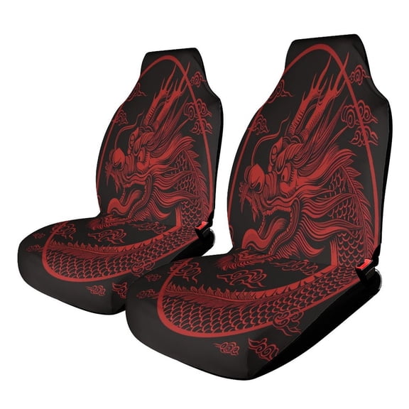 Red Dragon Circle Art Car Seat Covers Front Seats Universal Fit for Cars SUV Truck Auto Interior Accessories