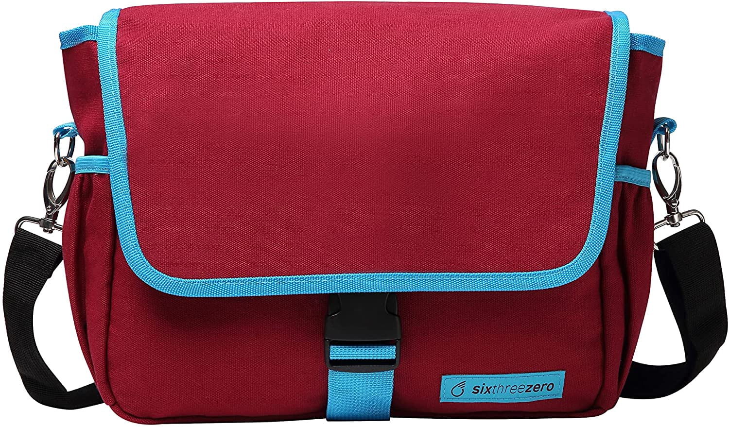 sixthreezero Bicycle Pannier Bag Rear Rack Trunk with Waterproof, Clip On Frame Mount, Shoulder Strap, Burgundy, Red and Blue