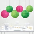 thumbnail image 4 of Pink, Emerald Green, Kiwi Green Watermelon Hanging Paper Lanterns Decorative Kit, 6ct, Includes Free Gifts Table Party Sign, 4 of 4