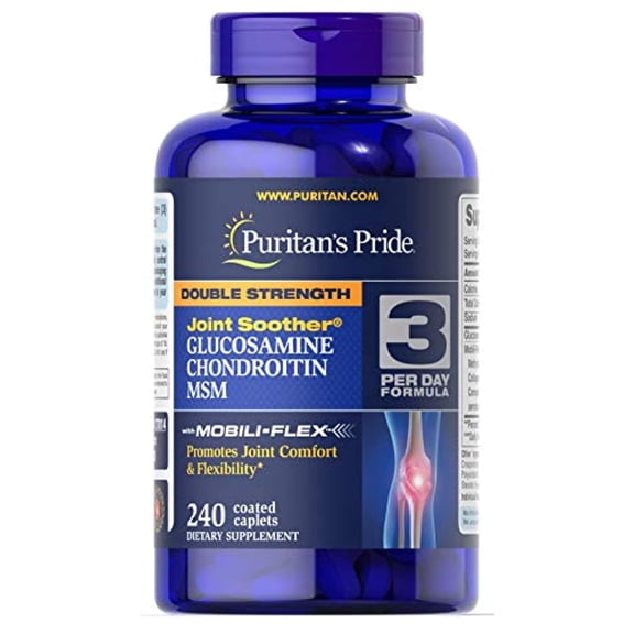 Puritans Pride Double Strength Glucosamine, Chondroitin and Msm Joint Soother, 240 Count
