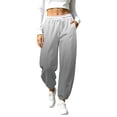 thumbnail image 2 of Naotn Women's Gradient Color Jogger Sweatpants, Elastic Drawstring High Waist Casual Pants for Workout Lounge Jogging Gray L, 2 of 10