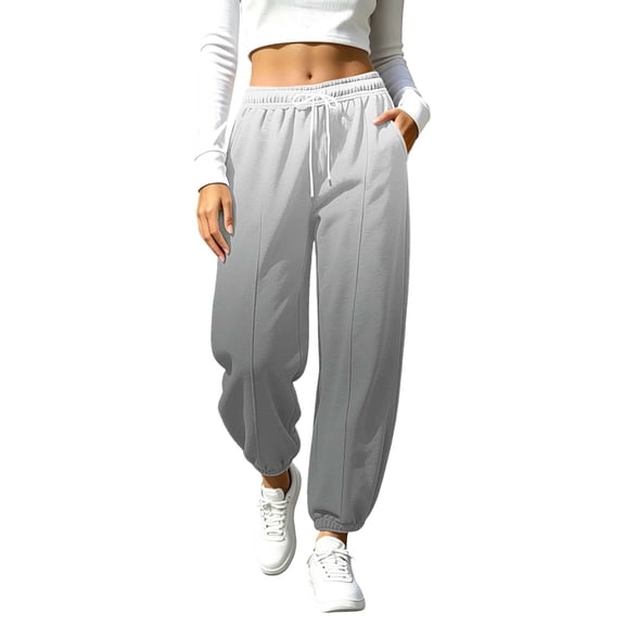 KICILVS Comfy Pants Women Gradient Print Baggy Drawstring Waist Flowy Sweatpants with Pockets Loose Athletic Casual Trousers