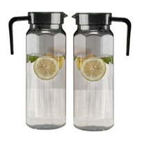 Bxaolu 1.1 Liters/37 oz Small Plastic Pitcher with Lid and Handle for Fridge, Iced Tea and Coffee Storage Container, Resistant to Hot and Cold Drinks, Gray