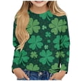 thumbnail image 1 of Blusas y camisas de manga larga con cuello redondo y estampado de San Patricio para niños, blusa informal de manga larga con cuello redondo, blusa de poliéster para niñas, 1 of 4