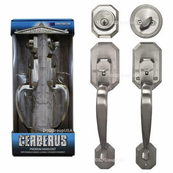 Constructor Poignée d'Entrée Cerberus Serrure de Porte en Nickel Satiné