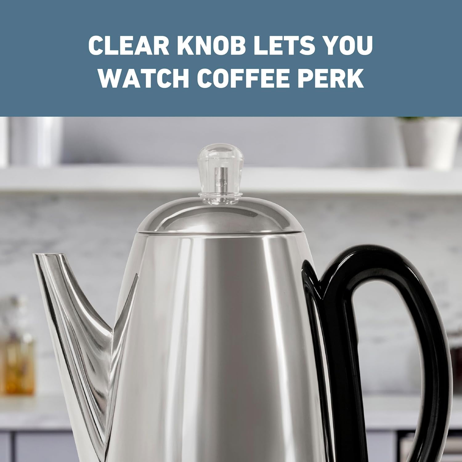 Classic Electric Percolator Coffee Maker 12-Cup Stainless Steel with Heat Resistant Handle