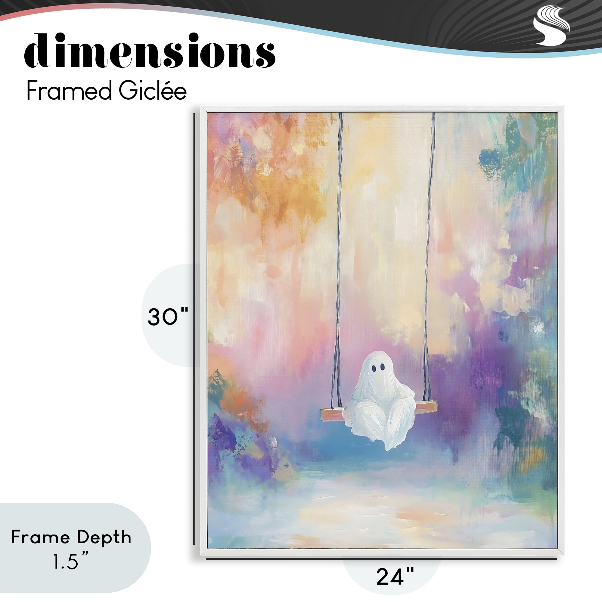 Stupell Industries Watercolor Ghost on Swing White Framed Giclee Art, design by The Prints Vibe