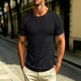 thumbnail image 2 of IhhxPro Men's Cotton Linen Short Sleeve Tee Ribbed Shoulder T-Shirt Breathable Slim Fit Crewneck M-3XL, 2 of 8