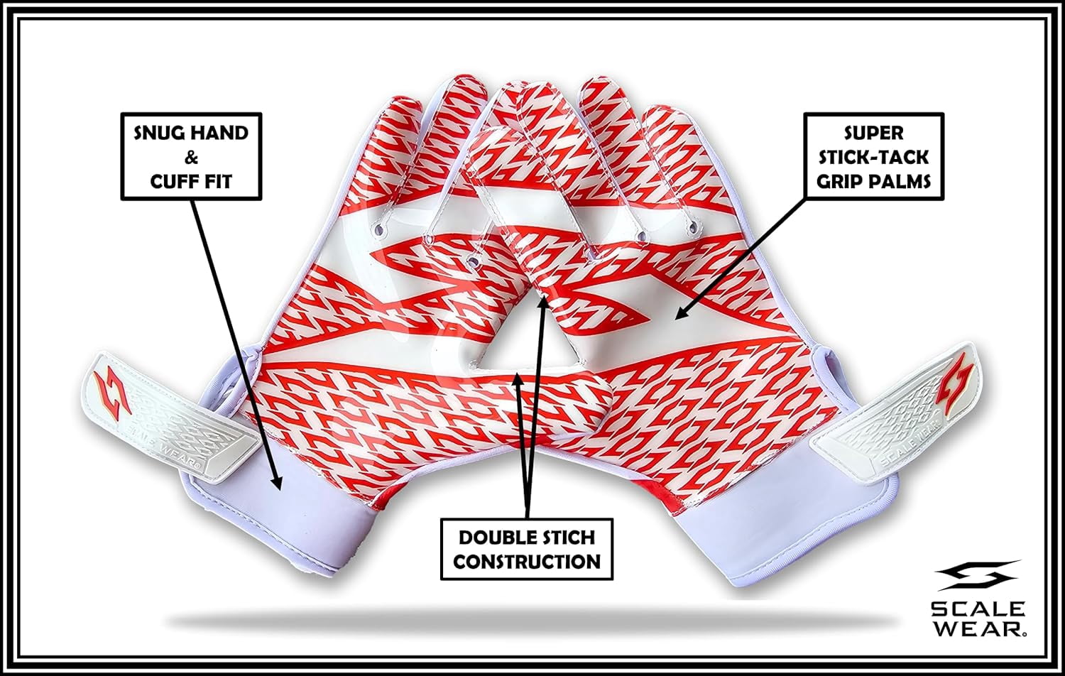 Stealth Football Receiver Gloves White - Battle College Lineman Football Receiver Gloves Be a Villain Not a Joker Adult Men Youth Boys Small to XXL Sizes