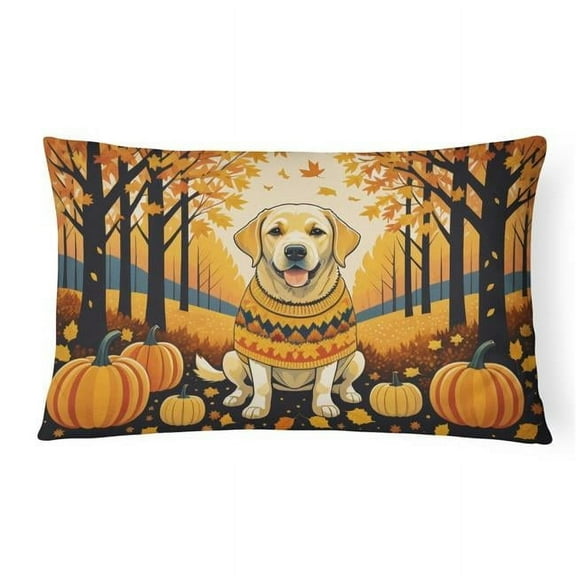 16 x 12 in. Unisex Yellow Labrador Retriever Fall Fabric Decorative Pillow