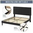 Allewie Queen Size Bed Frame, Velvet Upholstered w/ Adjustable Vertical Tufted Headboard in