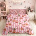 thumbnail image 2 of Erosebridal Xmas Gingerbread Full Size Comforter Sets, Cartoon Christmas Tree Bedding Comforter Set, Pink White, Pink Reversible, 3pcs, 1 Comforter and 2 Pillowcases, 2 of 7