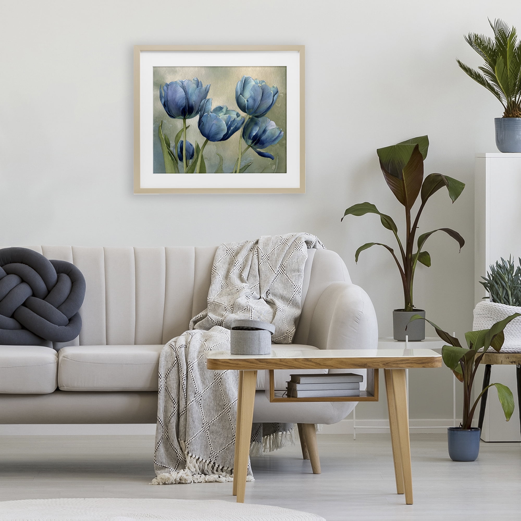 Stupell Industries Drawn Blue Tulip Flowers Birch Framed Print Under Glass, design by Franklyn Gregory