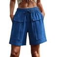 thumbnail image 2 of Summer Shorts for Women 2026 with Pockets 100% Cotton Casual Fashionable Cargo Five Quarter Shorts, 2 of 7