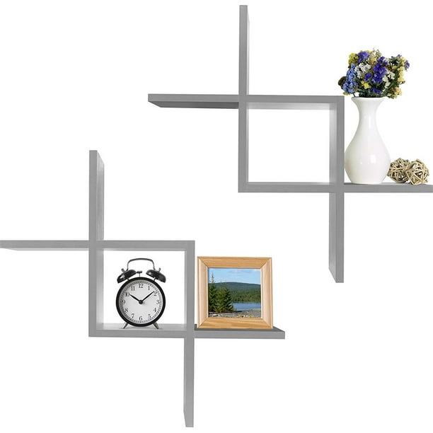 Greenco Criss Cross Intersecting Wall, Greenco 4 Cube Intersecting Wall Mounted Floating Shelves