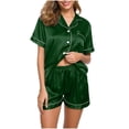 thumbnail image 4 of SDNall Womens Pajama Sets Summer Fashion Loose Casual Half V-Neck Solid Mid-Calf Shirt Pajama Sets (Green, Sizes S-XXL), 4 of 9
