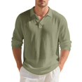 thumbnail image 2 of Linen Polo Shirts for Men Long Sleeve Button Polo Casual Collared Work Pullover Lightweight Breathable Sweatshirts, Fall Stylish Clothes for Daily Wear, 2 of 7
