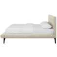 thumbnail image 4 of Contemporary Modern Urban Designer Bedroom Queen Size Platform Bed Frame, Fabric, Beige, 4 of 6