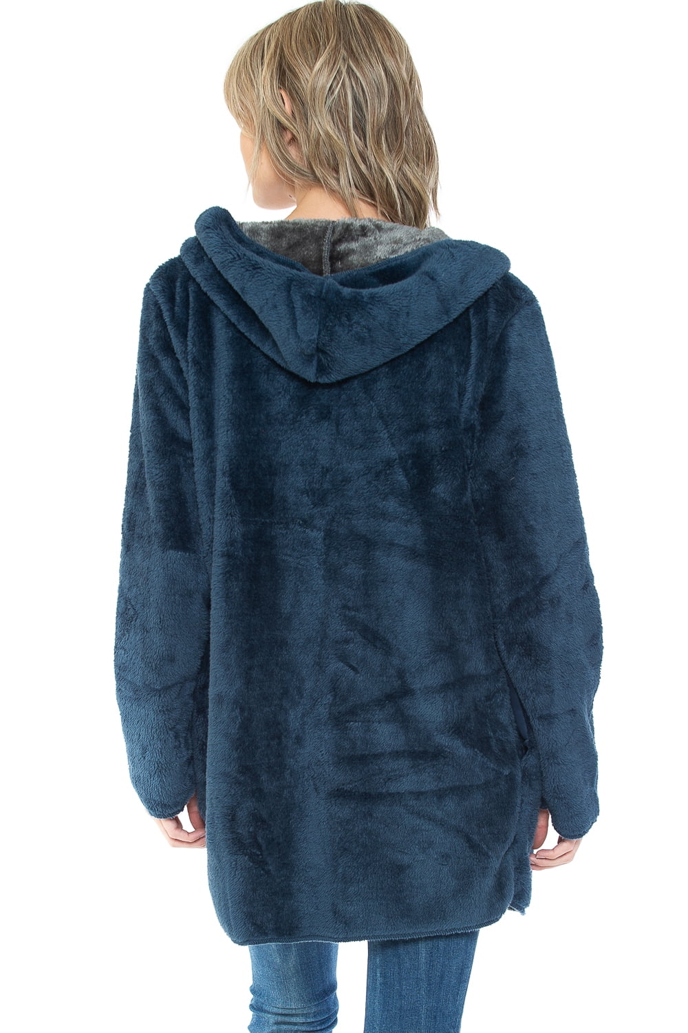 Safus Wearable Blanket Hoodie in Thick Fleece Jacket with Pocket - Blue - Small/Medium Size - for Women and Men, Warm and Cozy
