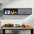 thumbnail image 2 of Metal Garage Wall Cabinet with Doors, Wall Mounted Metal Storage Cabinet, Floating Garage Tool Cabinet for Garage, Basement, Kitchen, Warehouse (Black Gray, 13.7" H), 2 of 14