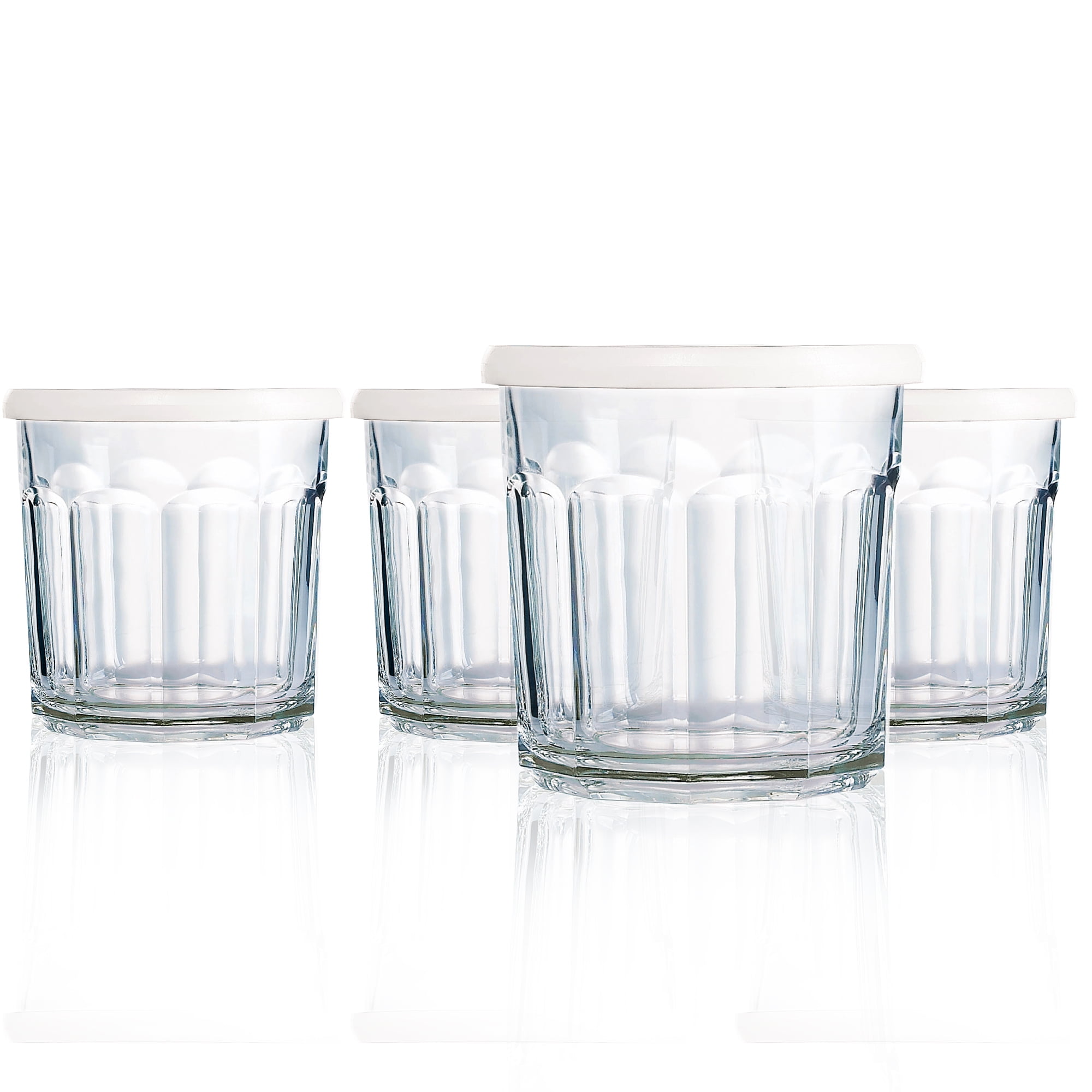 Luminarc 14 oz. Clear Working Glass Storage Jar/DOF With White Lids 4 PC Set