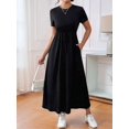 thumbnail image 6 of Women'S Short Sleeve Maxi Dresses Casual Long Dress with Pockets Black XL, 6 of 8