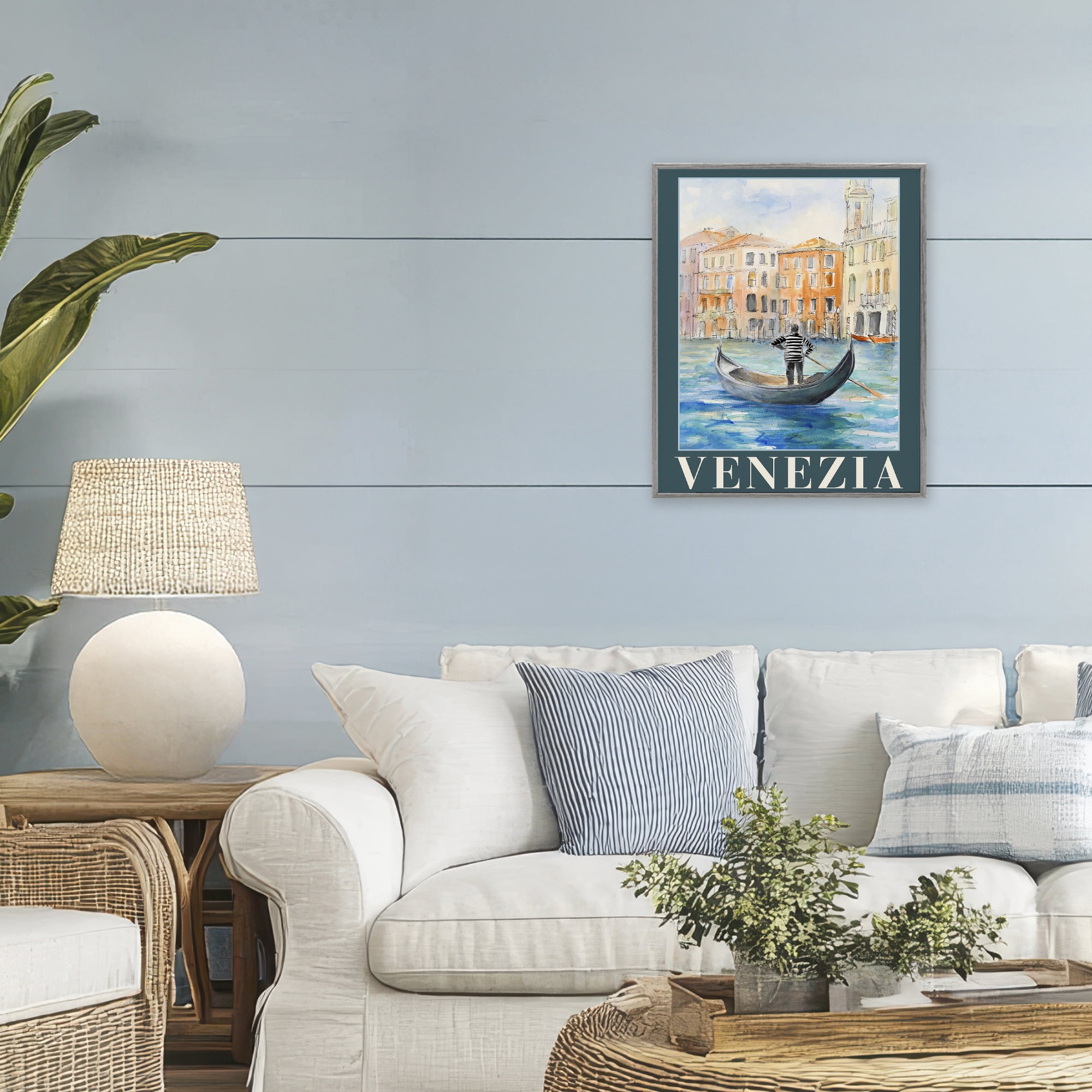 Stupell Industries Venezia Gondola View Gray Framed Giclee Art, design by Lanie Loreth