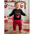 thumbnail image 4 of Loicainy Baby Toddler Boy Valentine’s Day Outfits 3 6 12 18 24 Months 2T 3T Long Sleeve Heart Letter Print Sweatshirt + Pants Clothes Set, 4 of 9