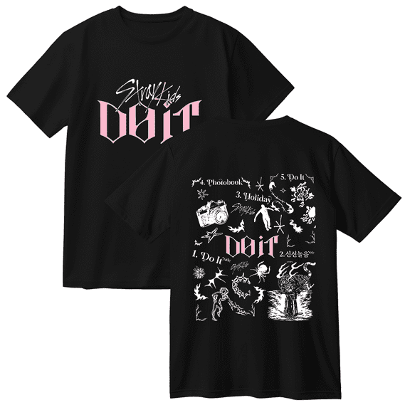 KPOP Stray Kids SKZ Do It Tracklist Print Cotton T-Shirt – Unisex Graphic Short Sleeve Tee, Casual Streetwear for STAY Fans Support