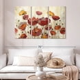 thumbnail image 2 of Elephant Stock Poppies In The Rain Wall Art - Horizontal Multi Panel Canvas - Living Room Wall Decor - Floral And Botanical Multi Panel - Gray And Red Decor By Silvia Vassileva - 50" x 32", 2 of 8