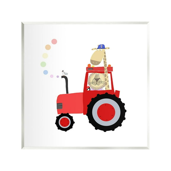 Stupell Industries Animals Riding Tractor Animals & Insects Painting Unframed Art Print Wall Art, 12 x 12