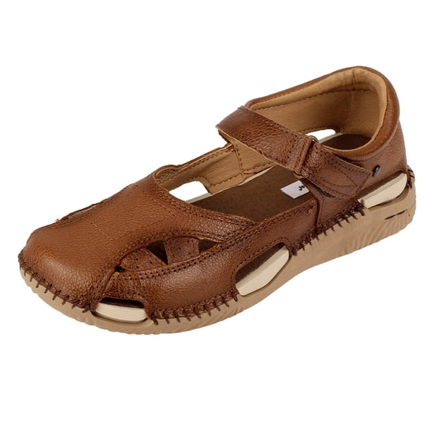 Sandalias de piso Exterior Piel Color Café Para Mujer De RBCOLLECTION