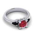 thumbnail image 3 of 2.50 Carat Stylish Round Cut Red Ruby & Black Onyx Gemstone Wedding Ring for Ladies Solid 14K White Gold Size 7 by Diamond-Capitals, 3 of 8
