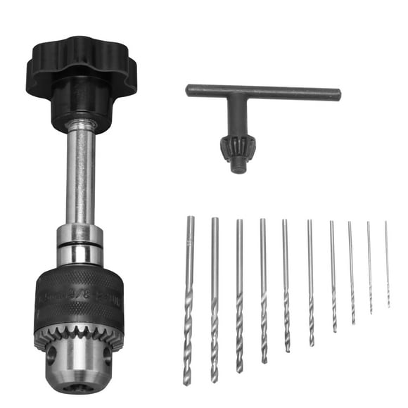 Milisten Hand Drill Hand Drill Drill Jewelry Woodworking Drilling Rotary Tools (1PC Hand Drill 0.5-6.5MM + 10PCS Drill Head Black)