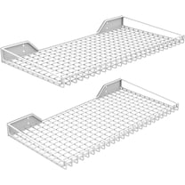 Wall Mounted Storage Shelf for Garage, 2 Pack Metal Shelf Rack, Heavy-Duty Wall Organizer Shelves Suitable for Shop, Shed, Garage 23.5inch x 12inch(White)