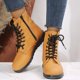 thumbnail image 4 of Zapatos Botines para mujer Botas de caña de talla grande para mujer botas de comercio exterior para mujer botas de cuero con cordones y parte inferior plana para mujer otoño e invierno (Yellow 7), 4 of 6