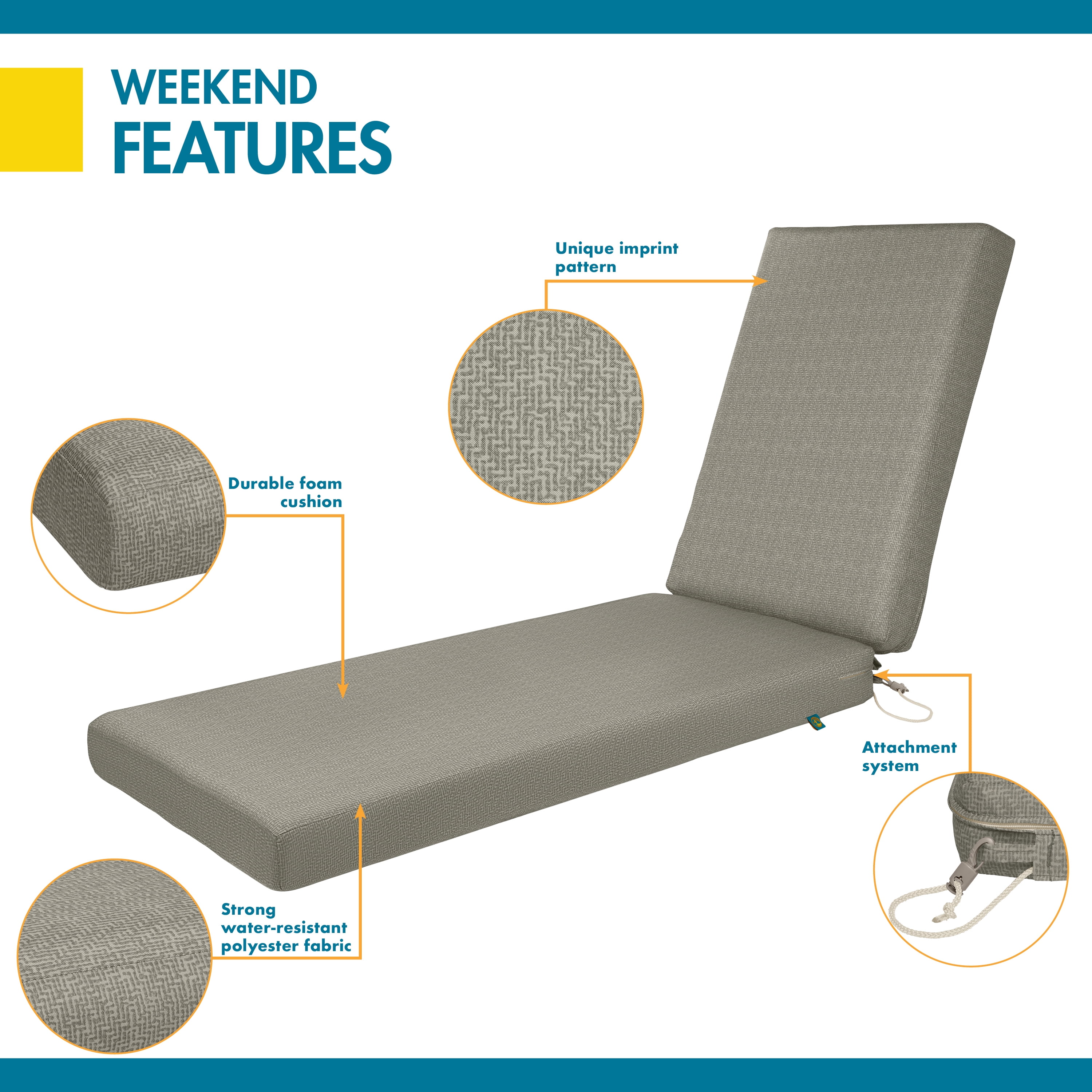 DUCKCOVERS® Weekend All-Weather Outdoor Chaise Cushion
