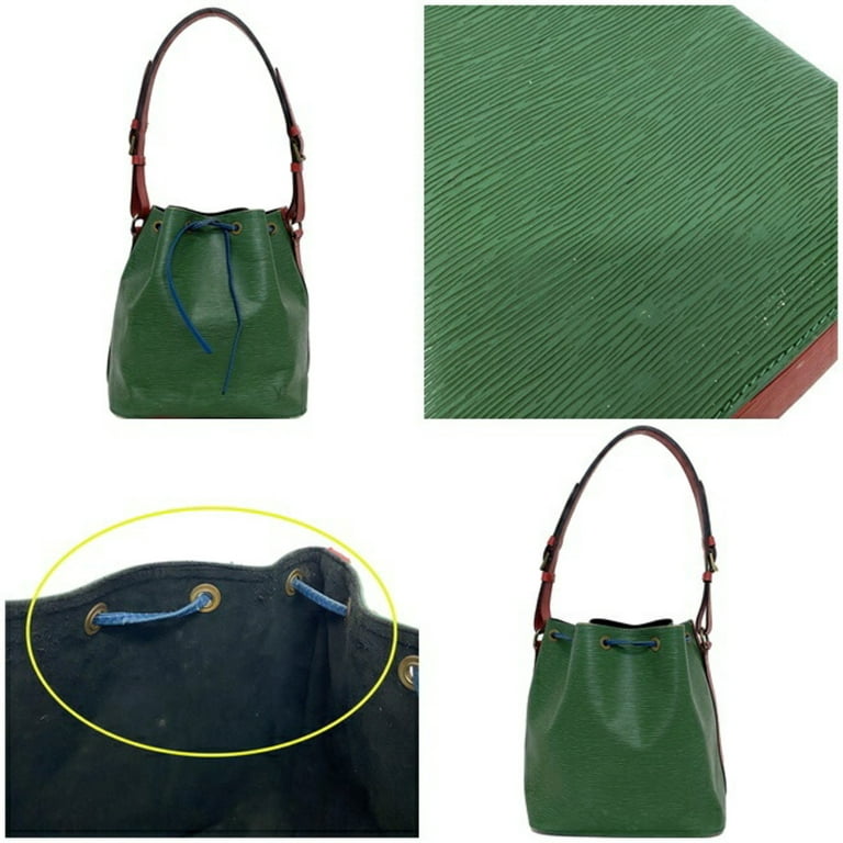 Pre-Owned Louis Vuitton Drawstring Bag Petit Noe Green Red Blue M44147  Shoulder Leather A20953 LOUIS VUITTON Bicolor String Women's Men's Accent  (Fair) 
