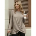 thumbnail image 4 of OALUXE Long Sleeve Shirts for Women Dressy Casual Tunic Tops Crewneck Front Twist Blouses, 4 of 7