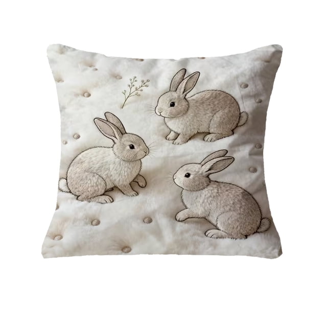Cubiertas de Almohada de Tirado Al Aire Libre Conejos Bordados Suaves para Sofás Y Sillas Adecuados para la Decoración Del Sofá de Pascua Y el Dormitorio Cubiertas de Almohada de Tirado de Primavera