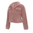 thumbnail image 6 of Women's Double Sided Fleece Jacket, Button Down Collar Long Sleeve Coat, Drop Shoulder Warm Jacket, Loose Fit Winter Top, Casual Fleece Outerwear, Plush Button Up Jacket Pink XL, 6 of 8