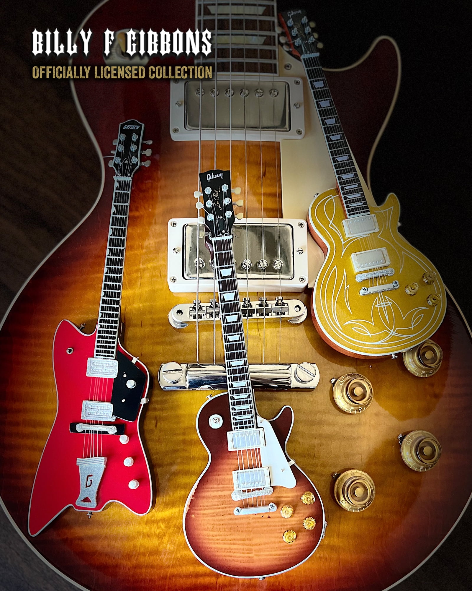 Billy Gibbons Gibson Les Paul Aged "Pearly Gates" 10 Inch Miniature Guitar