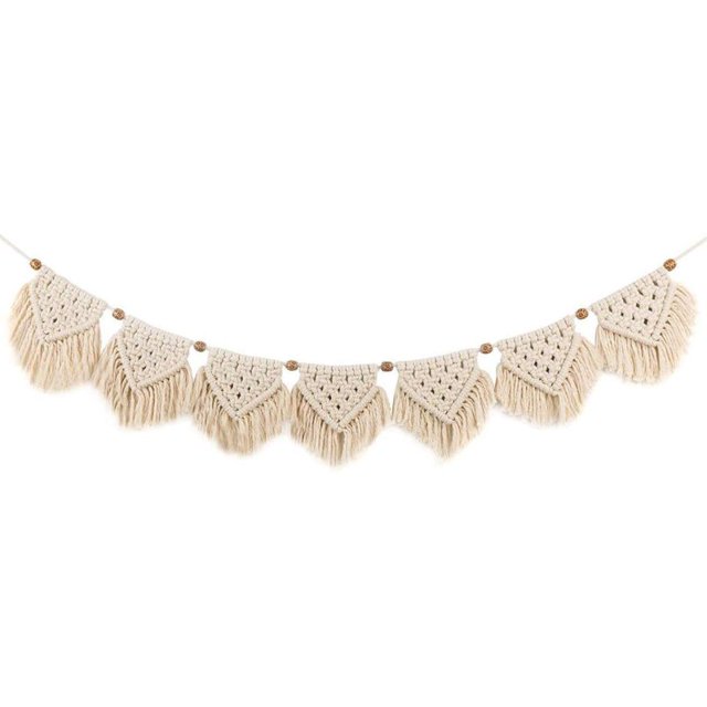 Bannière en Macramé avec Pompons Solides Longueur Pompons Guirlande