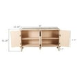 thumbnail image 2 of 59'' Farmhouse Curved Vintage Storage Sideboard with Large Wooden Handles, Vertical Wood Grain Carving and Adjustable Shelves for Kitchen,Dining Room (Natural Wood Washed), 2 of 8