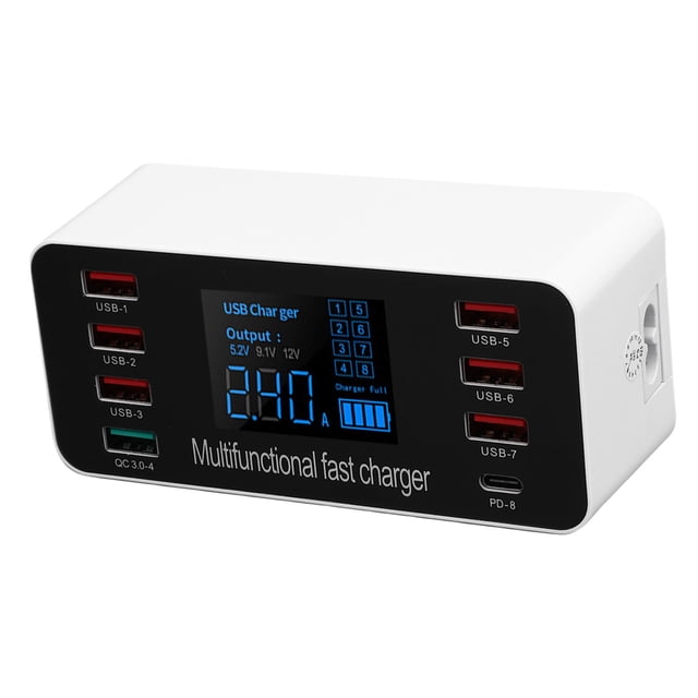 Cargador USB C De 60W Fast Station Station Hub Con De Protección Múltiple Para Viajes De La Oficina En El Hogar De La Computadora Portátil