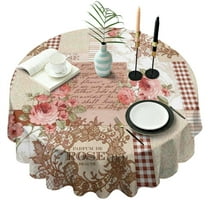 Pioneer Flower Floral Print Pattern Round Tablecloth 60"x60",Wrinkle Wipeable Table Cloth for Kitchen Dining Room Picnic Patio Party