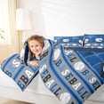 thumbnail image 4 of Feelyou Est Baseball Sleep Queen Comforter Set for Teens, Modern Ball Gaming Bedding Sets, Vintage Blue Plaid Reversible Bedding Comforter Set, Super Cozy Room Decor, 3pcs, 4 of 8