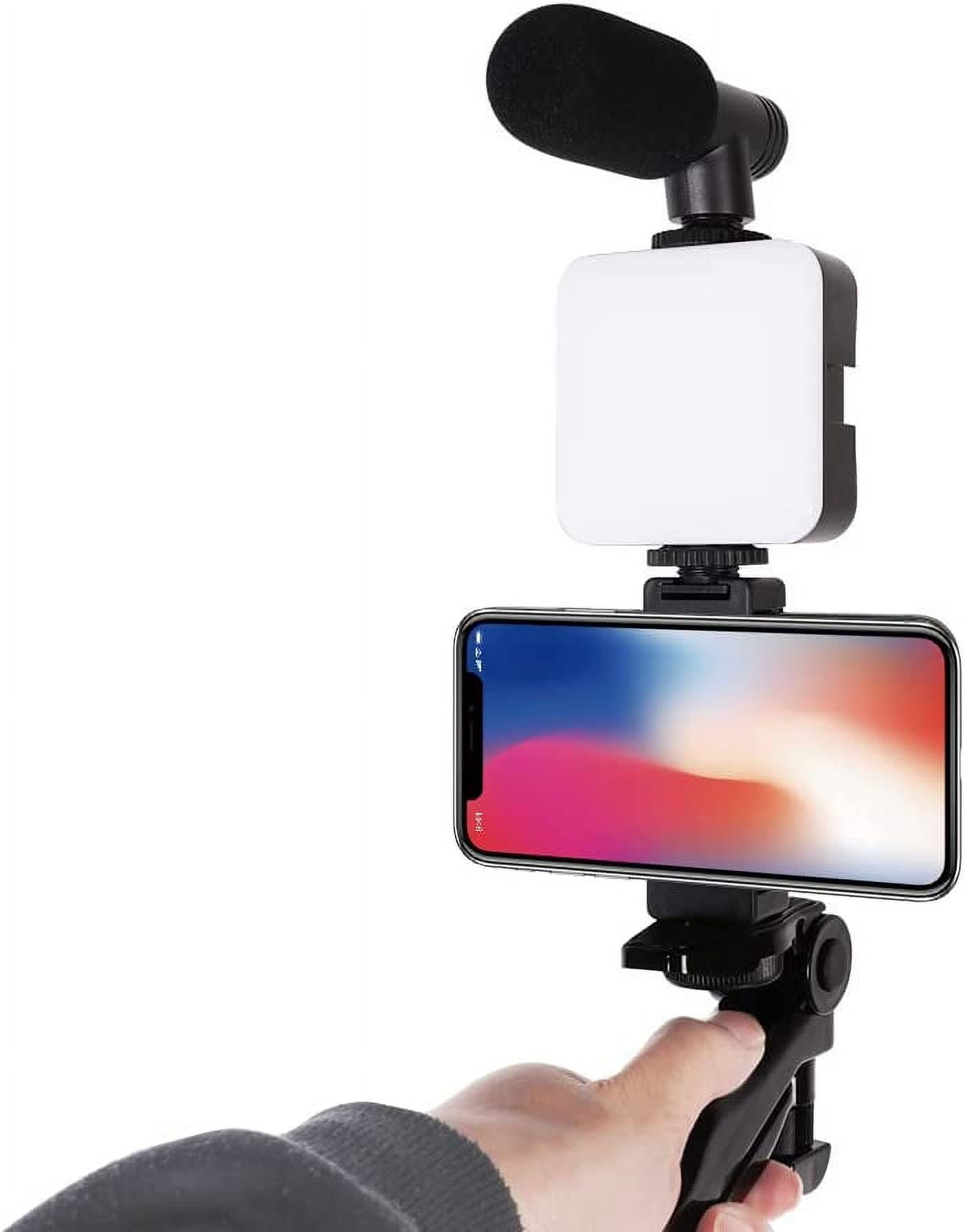 SAMADEX Adjustable 1.5" Video Tripod Kit Smartphone Compatible, Black